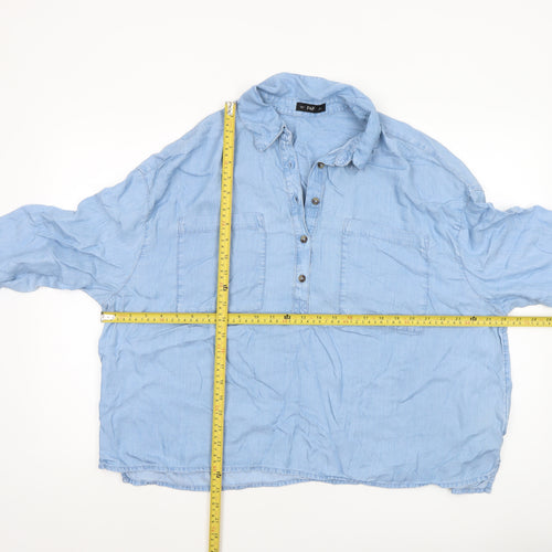 F&F Women's Blue Lyocell Long Sleeve Tunic Shirt Size M
