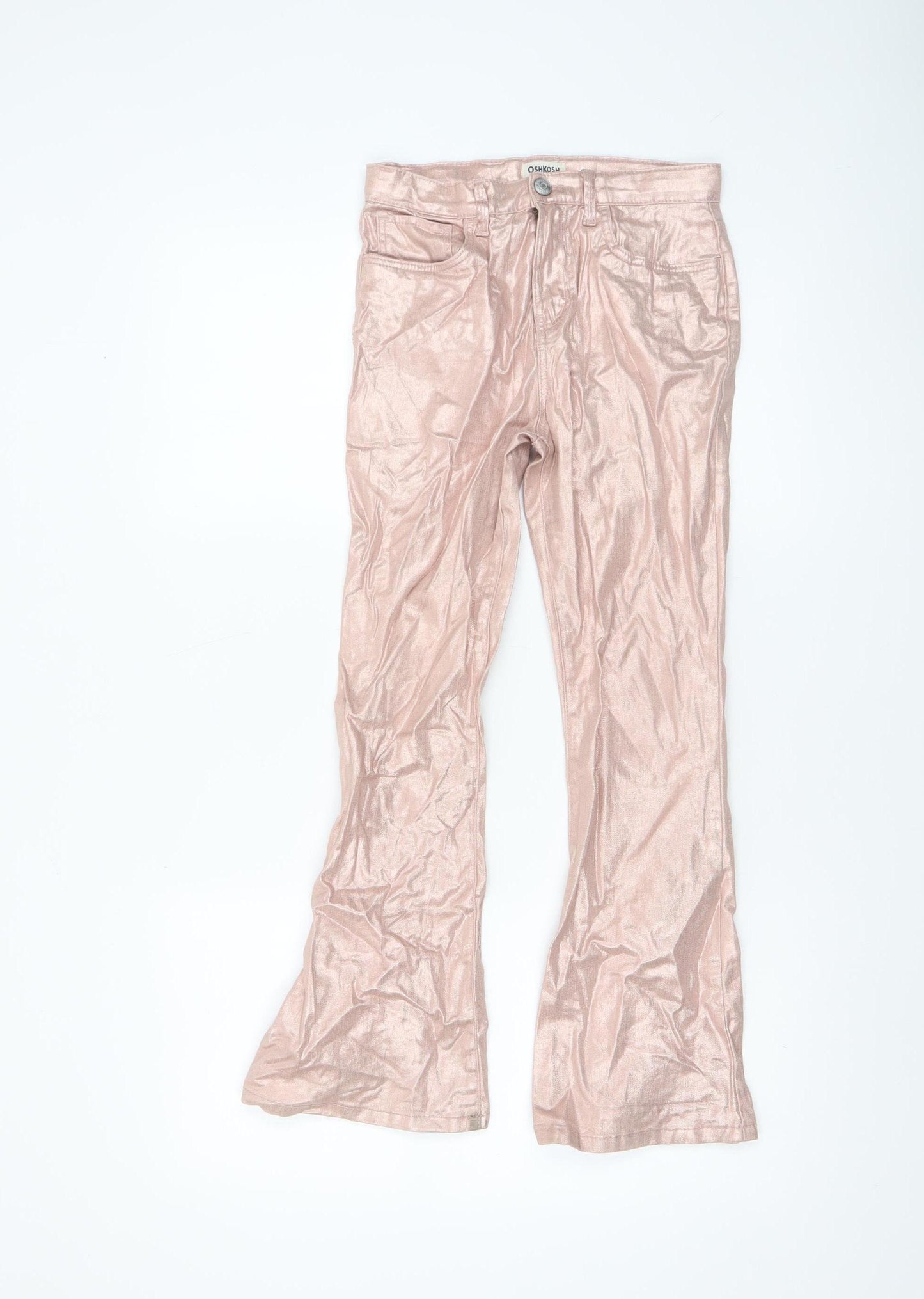 OshKosh B'gosh Girls Pink Shiny Chino Trousers Size 10 Years