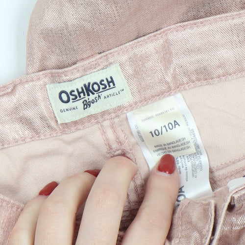 OshKosh B'gosh Girls Pink Shiny Chino Trousers Size 10 Years
