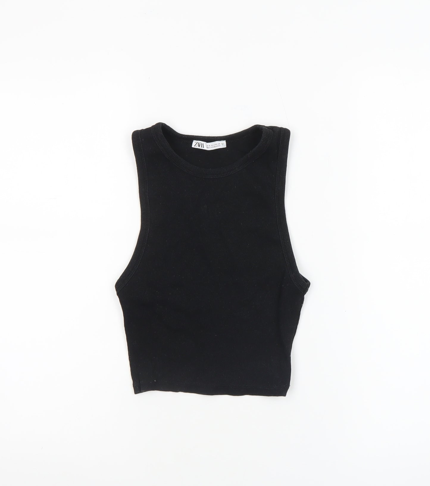 Zara Women’s Black Cropped Tank Top Cotton Stretch S