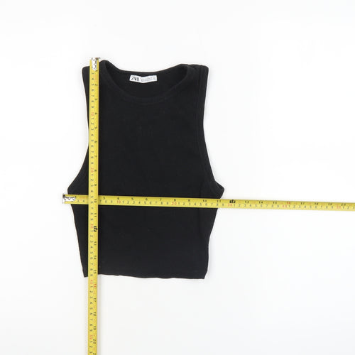 Zara Women’s Black Cropped Tank Top Cotton Stretch S
