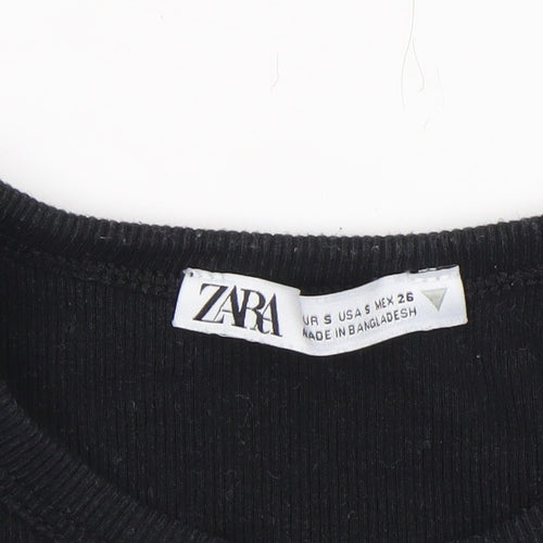 Zara Women’s Black Cropped Tank Top Cotton Stretch S