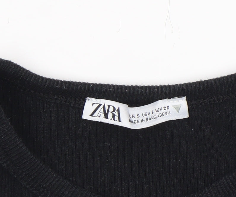 Zara Women’s Black Cropped Tank Top Cotton Stretch S