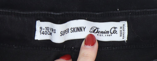 Denim Co Girls Black Super Skinny Jeans 9-10 Years Stretch Fit