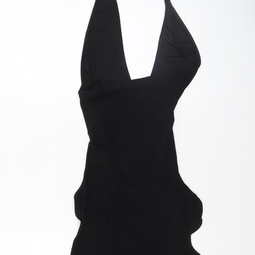 PrettyLittleThing Women's Black Halter Cut Out Bodycon Mini Dress Size 8