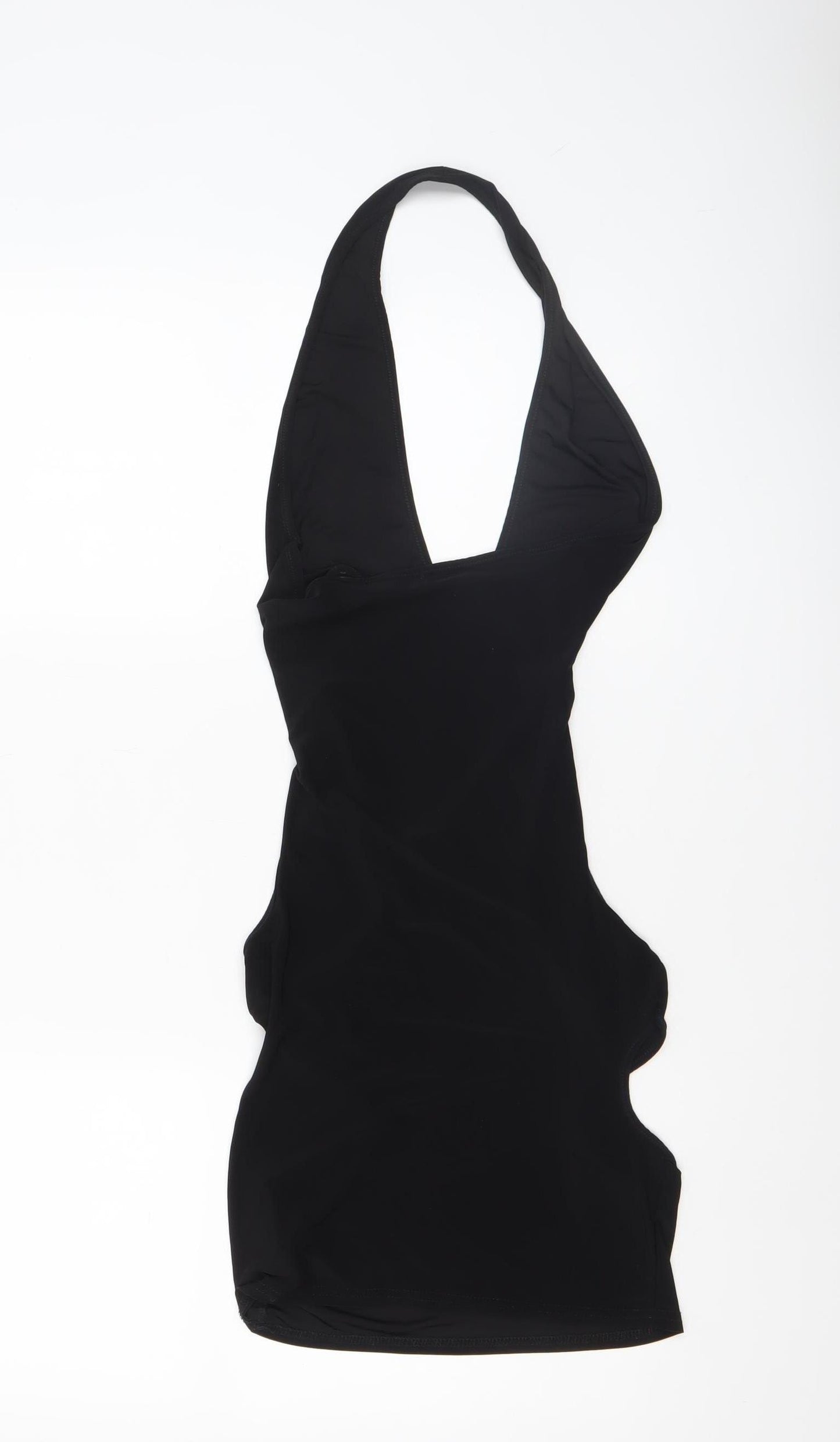 PrettyLittleThing Women's Black Halter Cut Out Bodycon Mini Dress Size 8