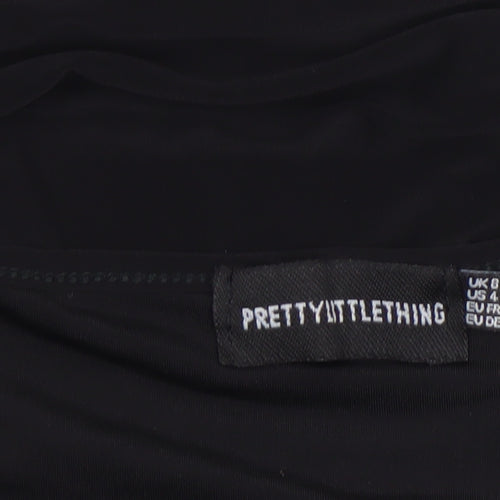 PrettyLittleThing Women's Black Halter Cut Out Bodycon Mini Dress Size 8