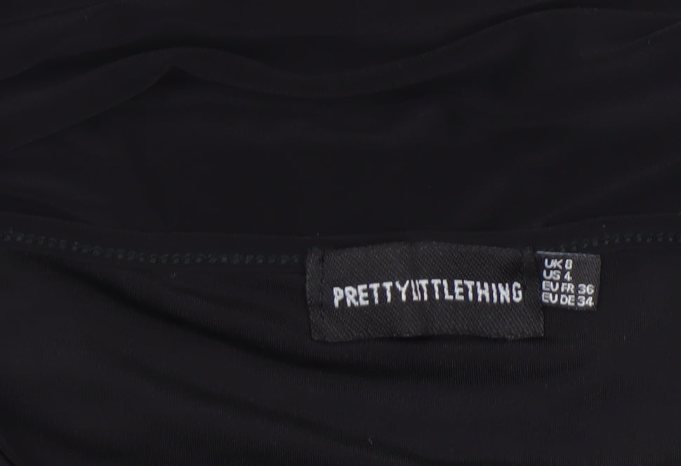 PrettyLittleThing Women's Black Halter Cut Out Bodycon Mini Dress Size 8