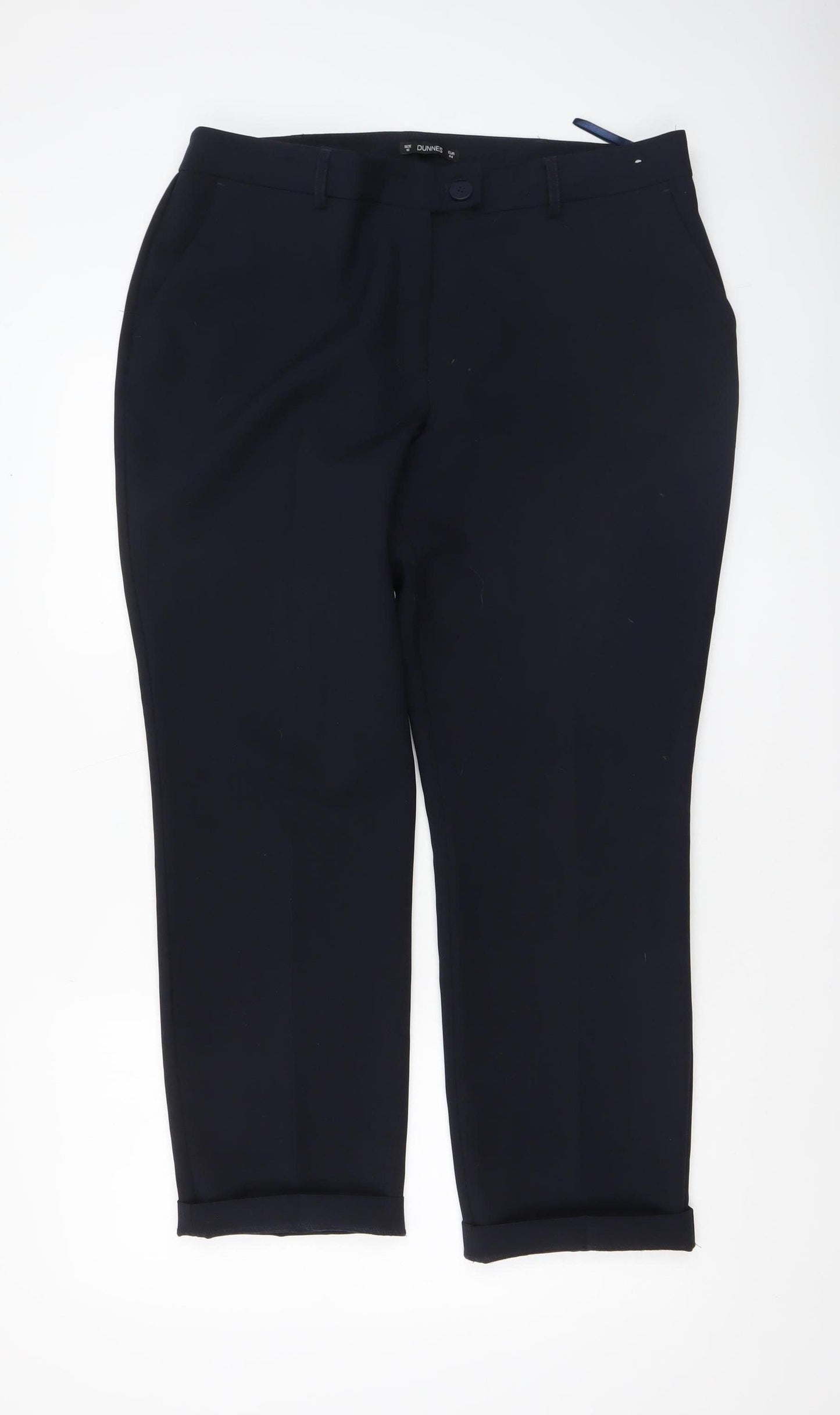 Dunnes Women’s Black Cropped Straight Leg Trousers Size 16