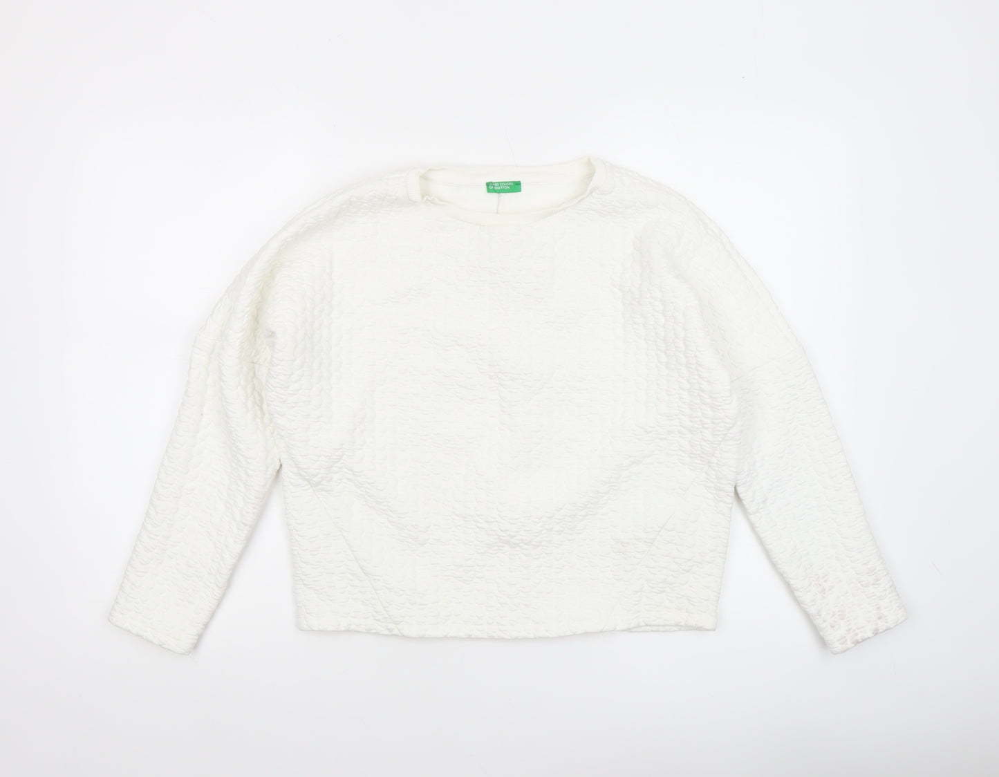 United Colors of Benetton Women White Textured Pullover Sweatshirt XS