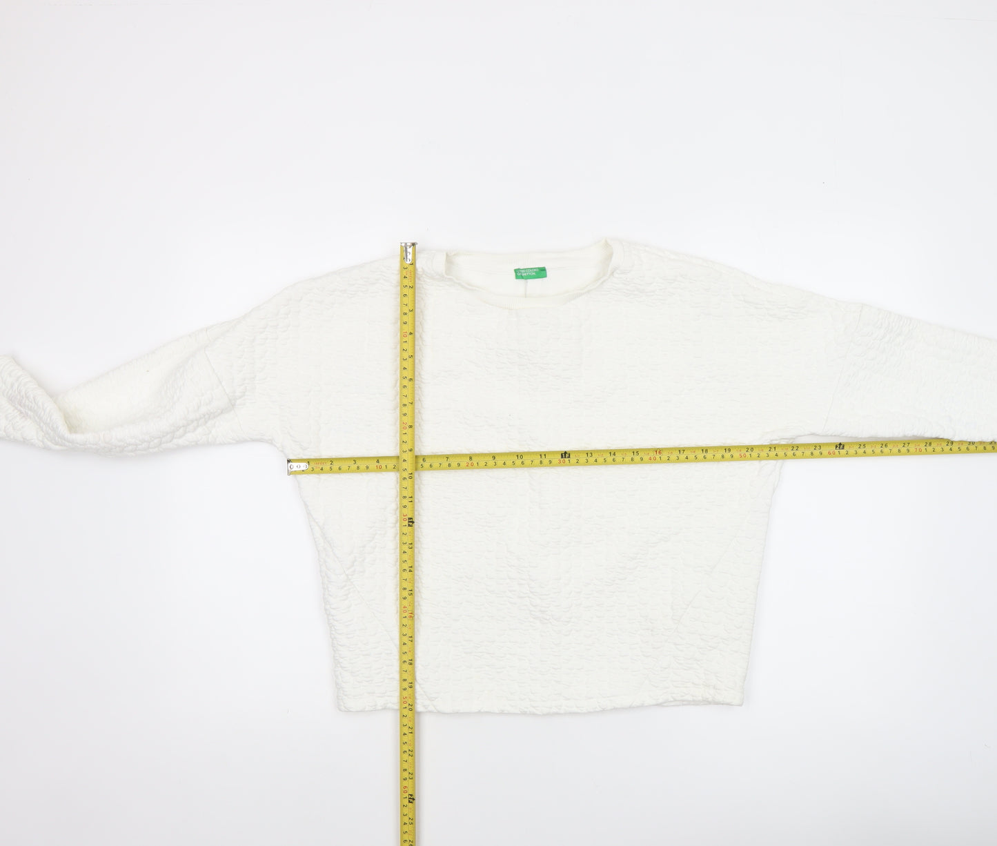 United Colors of Benetton Women White Textured Pullover Sweatshirt XS