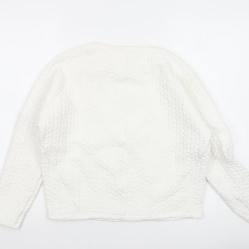 United Colors of Benetton Women White Textured Pullover Sweatshirt XS