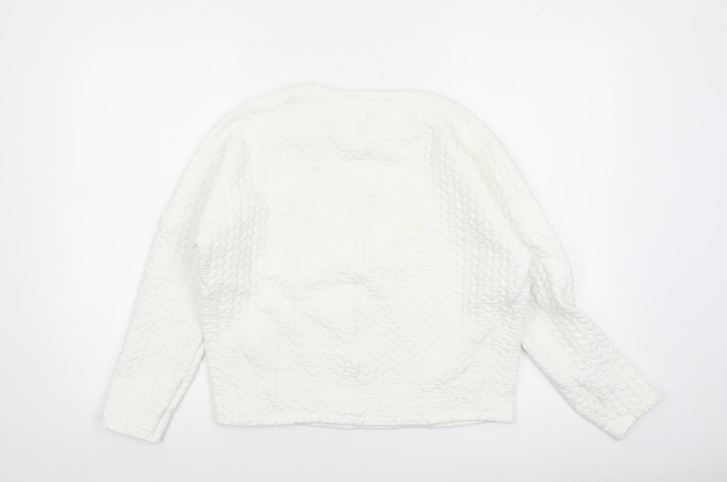 United Colors of Benetton Women White Textured Pullover Sweatshirt XS