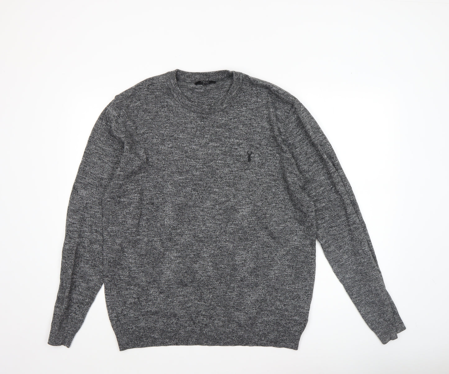 Next Men’s Grey Cotton Blend Crew Neck Pullover Jumper Size L