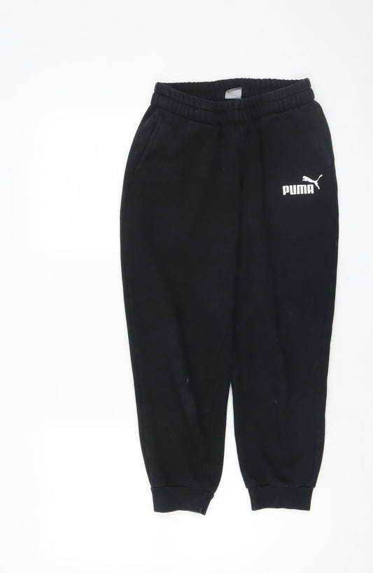 Puma Boys Black Jogger Sweatpants 11-12 Years Cotton Fleece Trousers