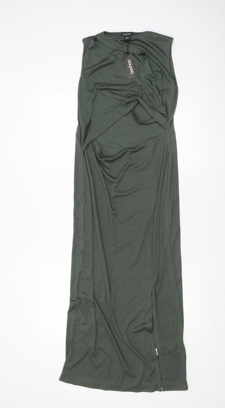 Boohoo Women Green Size 16 Sleeveless Bodycon Midi Dress