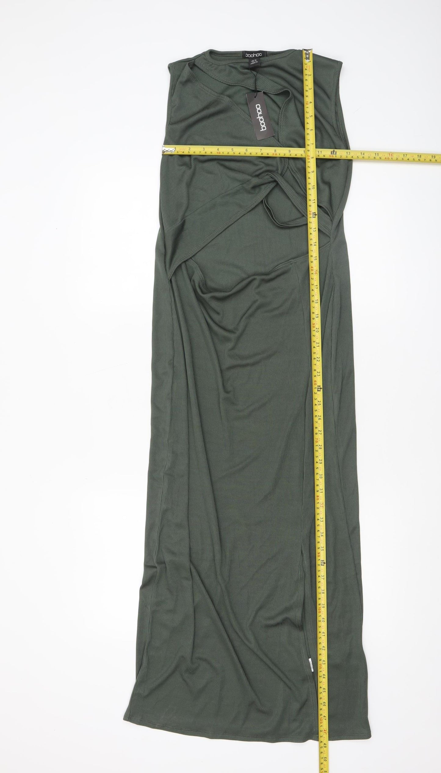 Boohoo Women Green Size 16 Sleeveless Bodycon Midi Dress