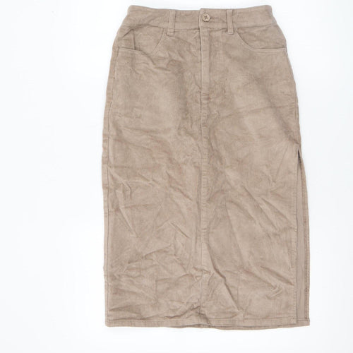 ASOS Women’s Beige Corduroy Midi Pencil Skirt Size 6 High Waist