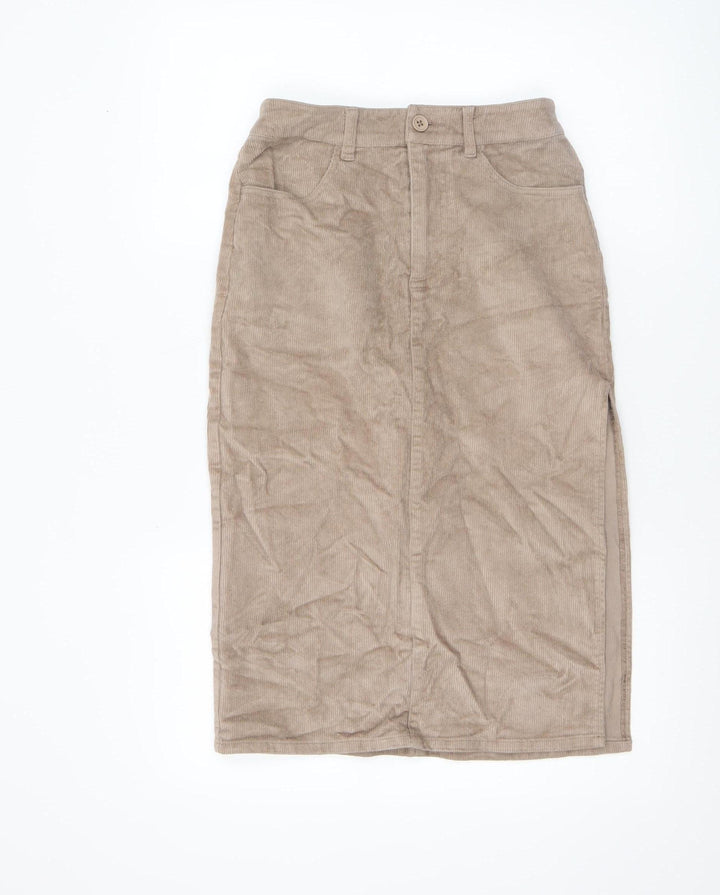 ASOS Women’s Beige Corduroy Midi Pencil Skirt Size 6 High Waist