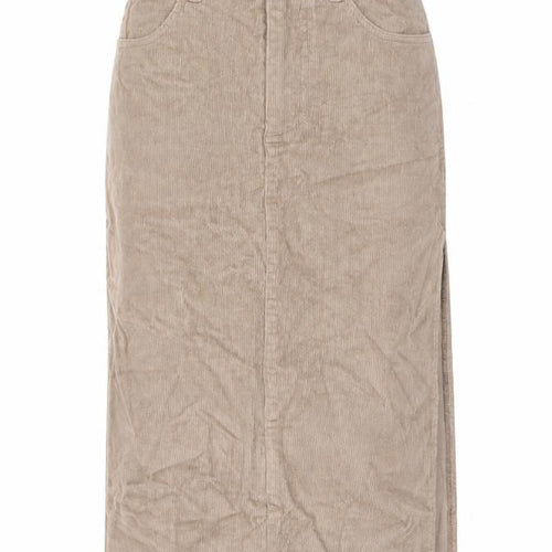 ASOS Women’s Beige Corduroy Midi Pencil Skirt Size 6 High Waist