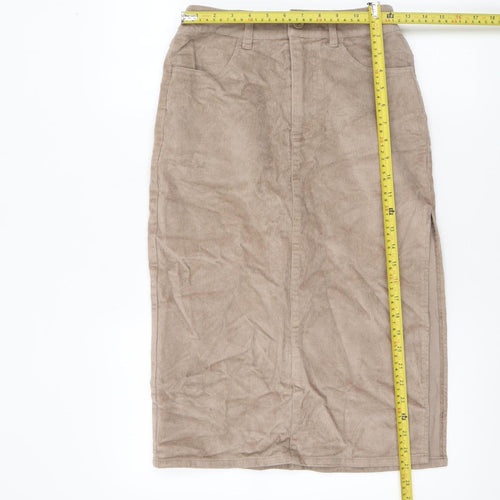 ASOS Women’s Beige Corduroy Midi Pencil Skirt Size 6 High Waist