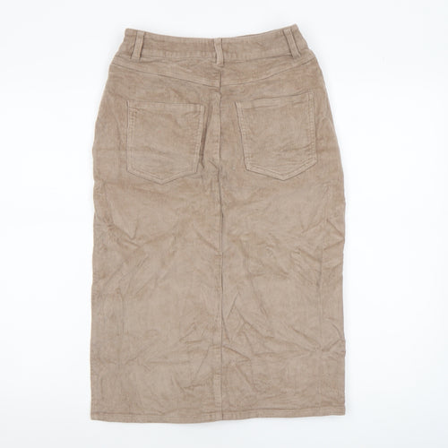 ASOS Women’s Beige Corduroy Midi Pencil Skirt Size 6 High Waist
