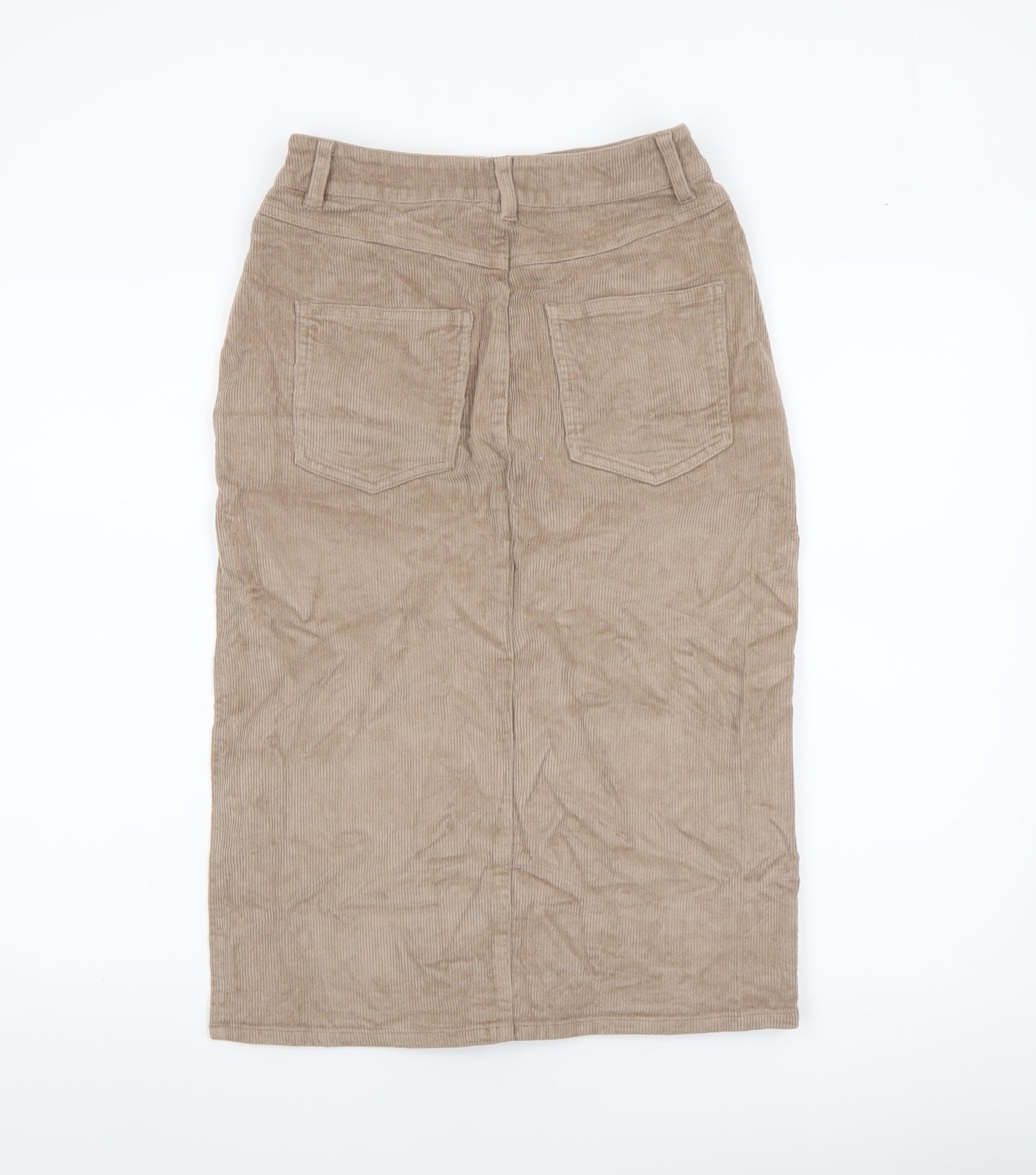 ASOS Women’s Beige Corduroy Midi Pencil Skirt Size 6 High Waist