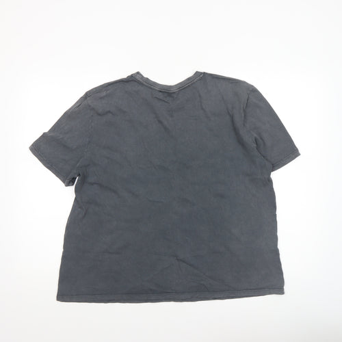 Zara Women Grey Cotton Relaxed Fit Short Sleeve T-Shirt Size 12