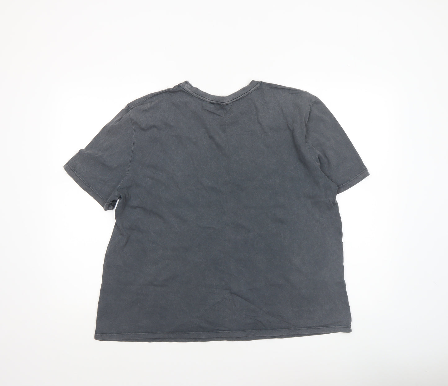 Zara Women Grey Cotton Relaxed Fit Short Sleeve T-Shirt Size 12