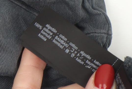 Zara Women Grey Cotton Relaxed Fit Short Sleeve T-Shirt Size 12