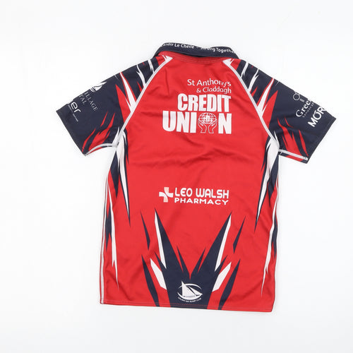 Canterbury Boys Red Rugby Polo Shirt 8 Years Jigsaw Design