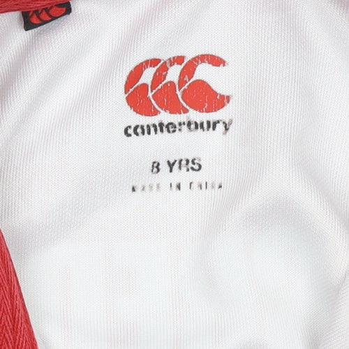 Canterbury Boys Red Rugby Polo Shirt 8 Years Jigsaw Design