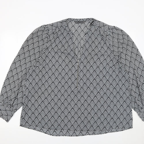 Dunnes Women’s Black Ivory Geometric Long Sleeve Blouse XL