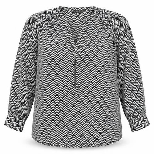 Dunnes Women’s Black Ivory Geometric Long Sleeve Blouse XL