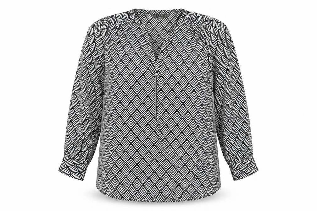 Dunnes Women’s Black Ivory Geometric Long Sleeve Blouse XL