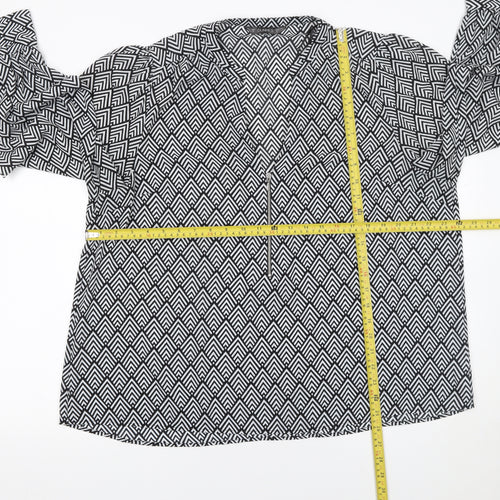 Dunnes Women’s Black Ivory Geometric Long Sleeve Blouse XL
