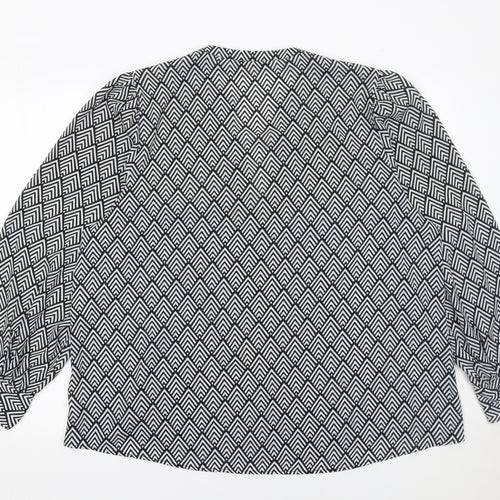 Dunnes Women’s Black Ivory Geometric Long Sleeve Blouse XL
