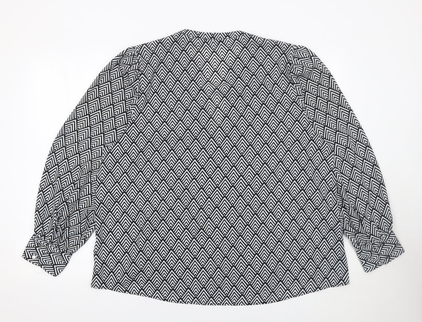Dunnes Women’s Black Ivory Geometric Long Sleeve Blouse XL