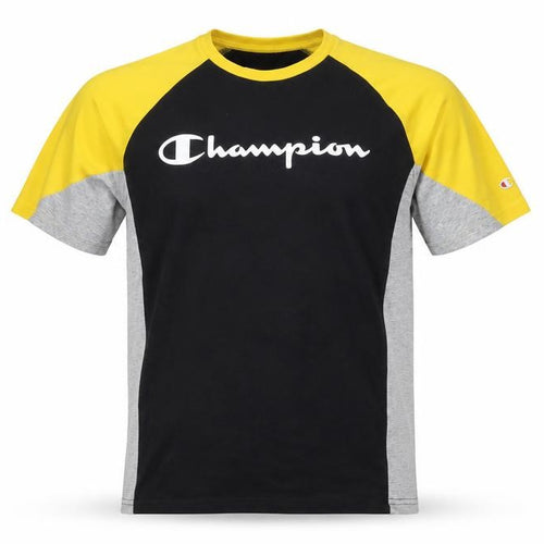 Champion Men’s Black Yellow Grey Colourblock Sports T-Shirt Size S