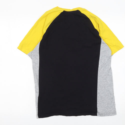 Champion Men’s Black Yellow Grey Colourblock Sports T-Shirt Size S