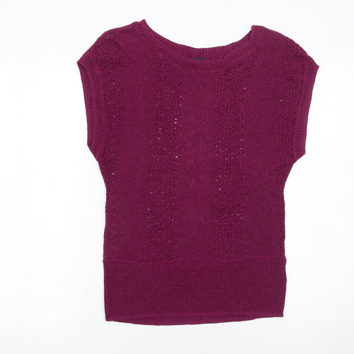 H&M Women's Purple Sleeveless Open-Knit Pullover Jumper Size S