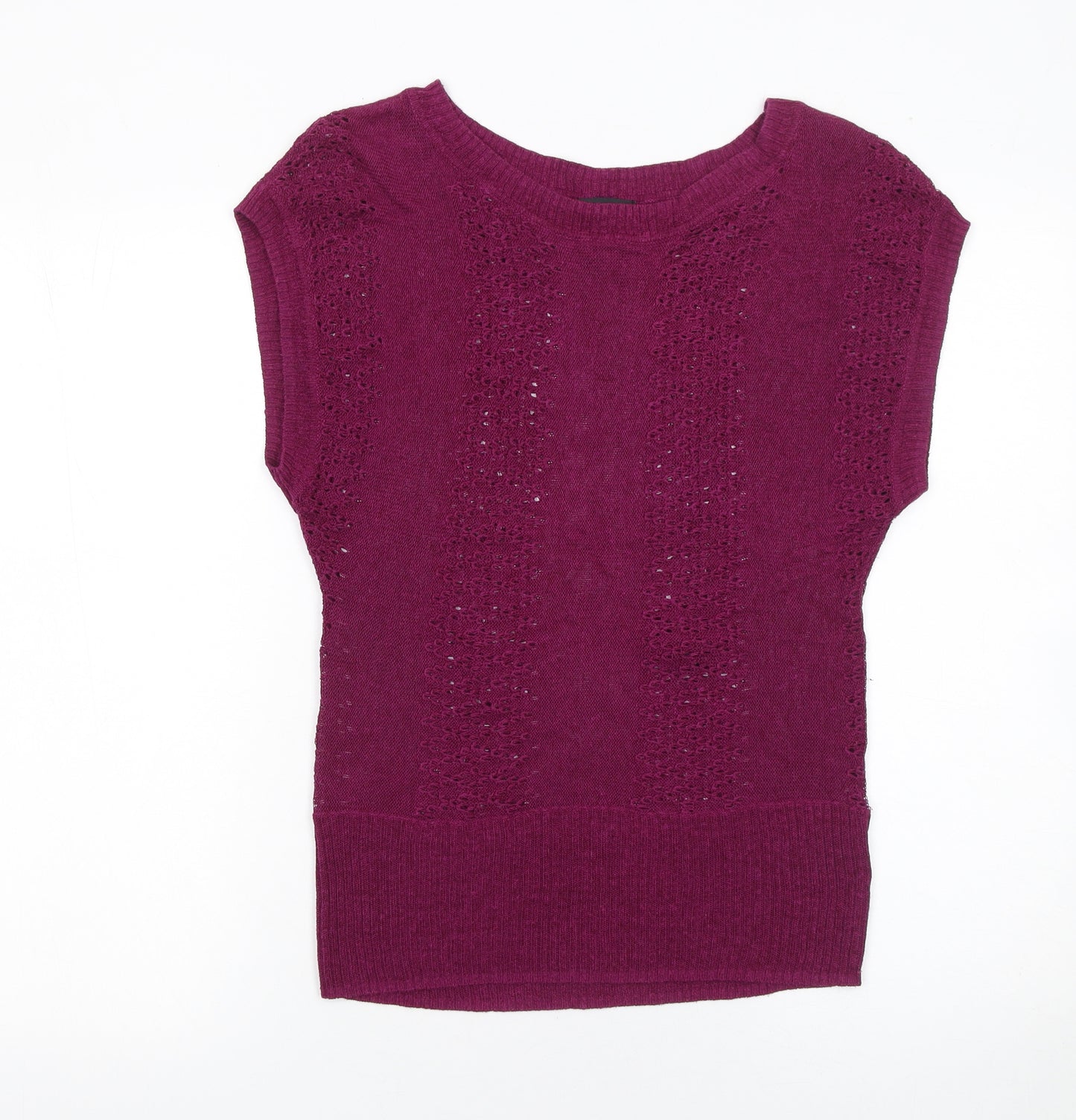 H&M Women's Purple Sleeveless Open-Knit Pullover Jumper Size S