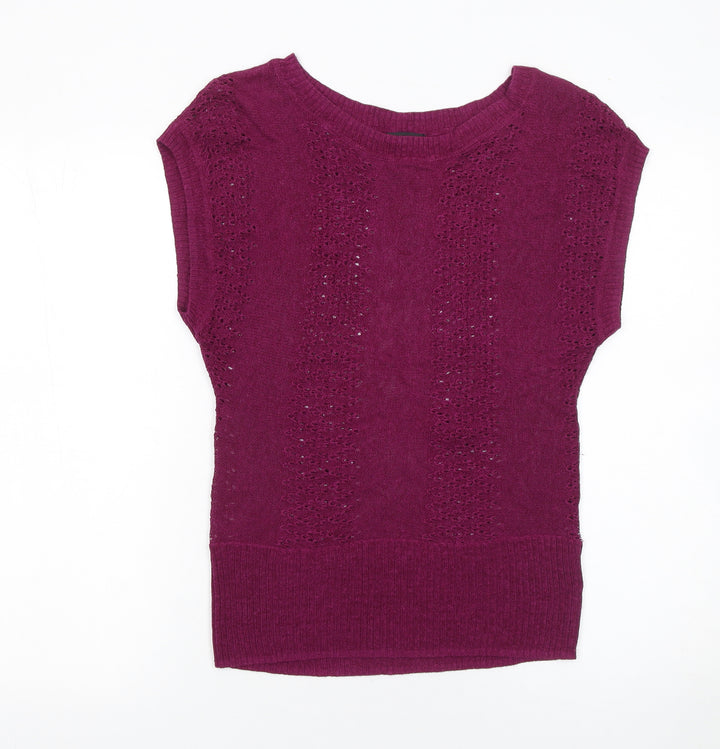 H&M Women's Purple Sleeveless Open-Knit Pullover Jumper Size S