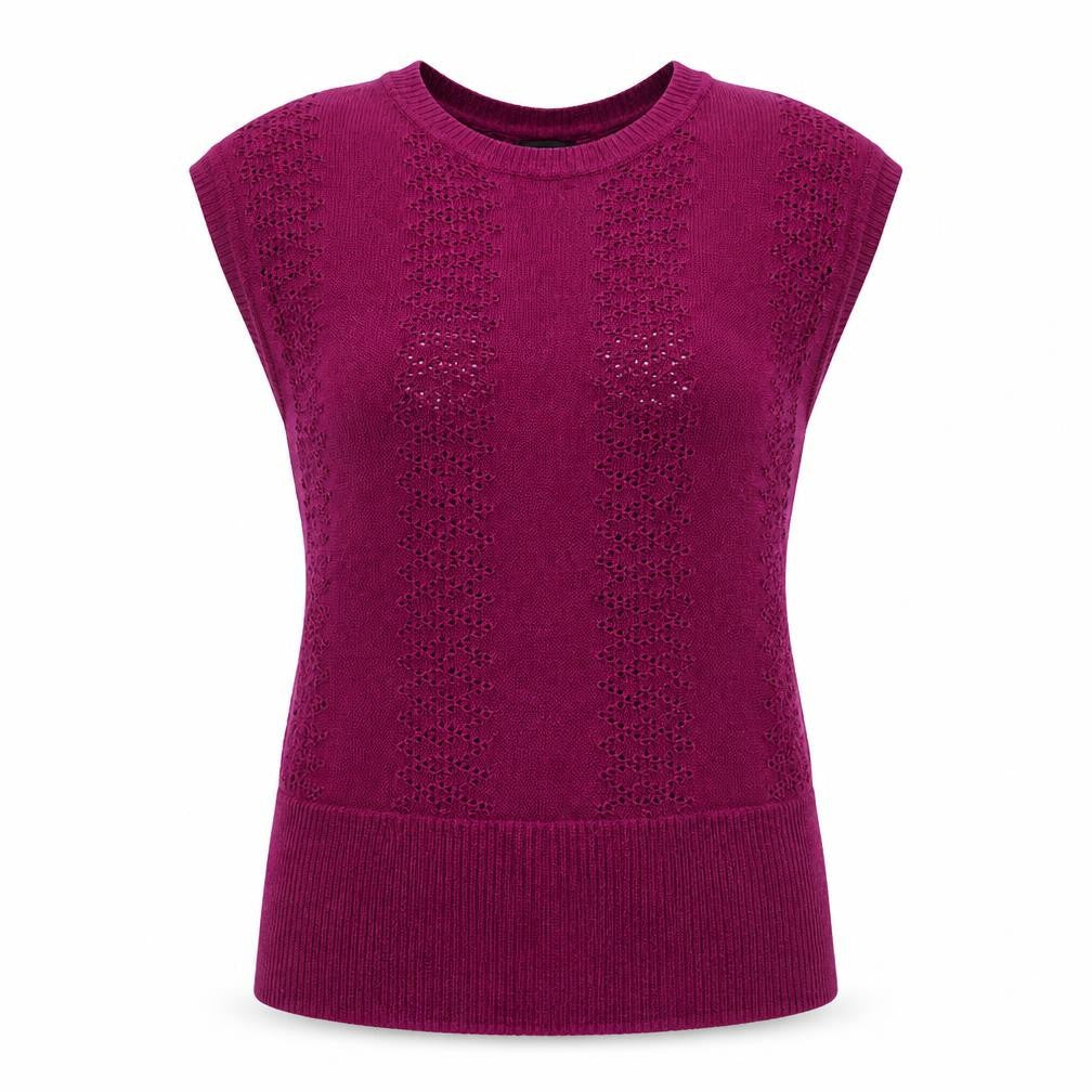 Front view of H&M Women's Purple Sleeveless Open-Knit jumper, size S