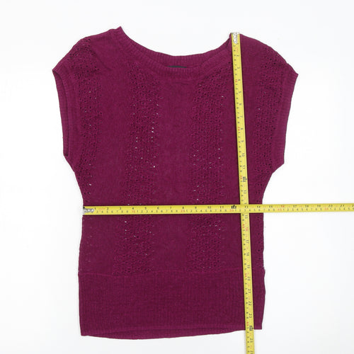 H&M Women's Purple Sleeveless Open-Knit Pullover Jumper Size S