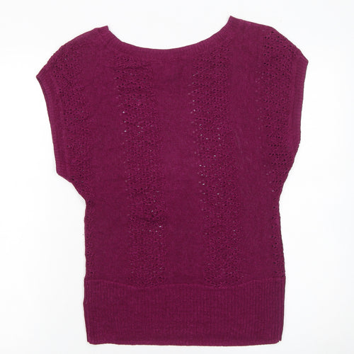 H&M Women's Purple Sleeveless Open-Knit Pullover Jumper Size S