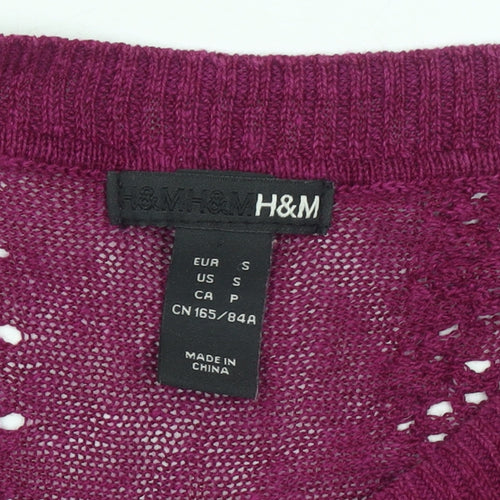 H&M Women's Purple Sleeveless Open-Knit Pullover Jumper Size S
