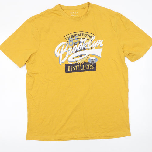 Matalan Men's Yellow Brooklyn Graphic Print Regular Fit T-Shirt Size L