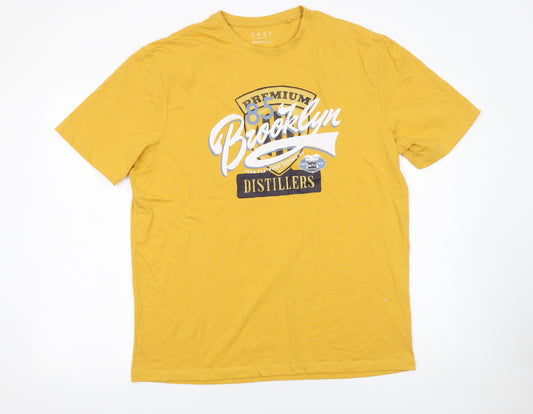 Matalan Men's Yellow Brooklyn Graphic Print Regular Fit T-Shirt Size L