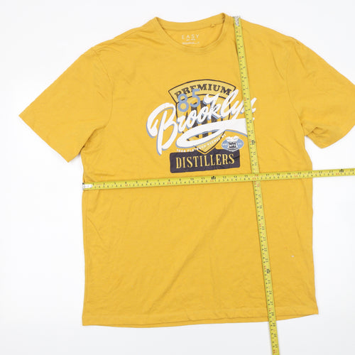 Matalan Men's Yellow Brooklyn Graphic Print Regular Fit T-Shirt Size L